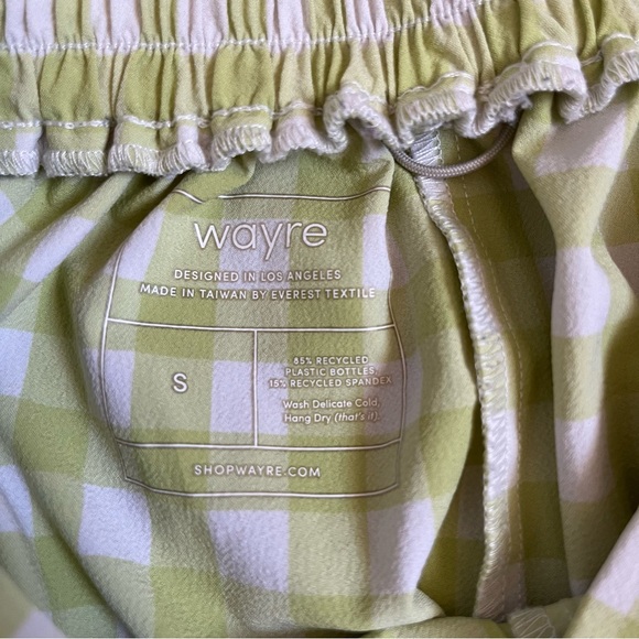Wayre Limited Edition: Travel Pocket Flow Short Lime Plaid Gingham Lounge Sz S - Picture 10 of 13